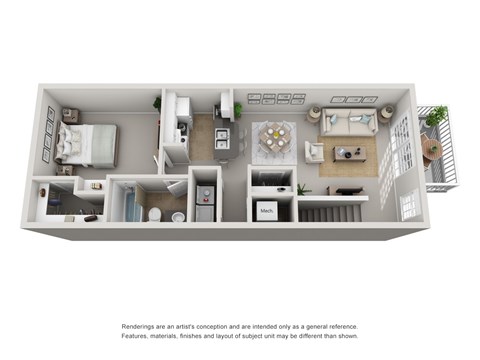 Floor plan for 1 bed, 1 bath, 756 sqft